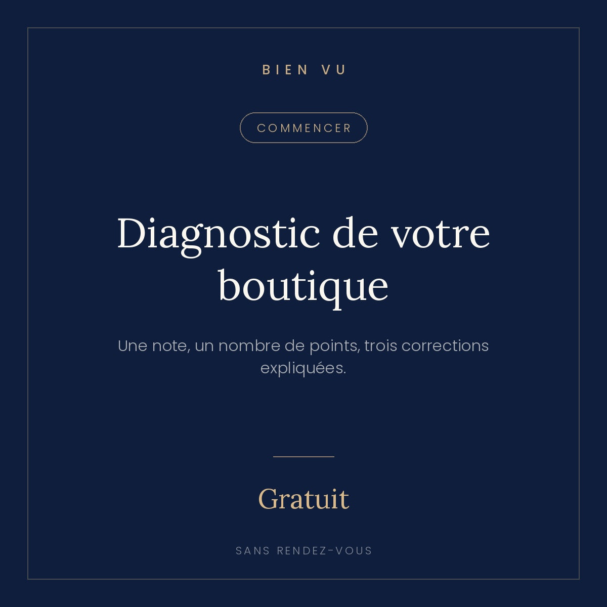 Diagnostic de votre boutique, Bien Vu